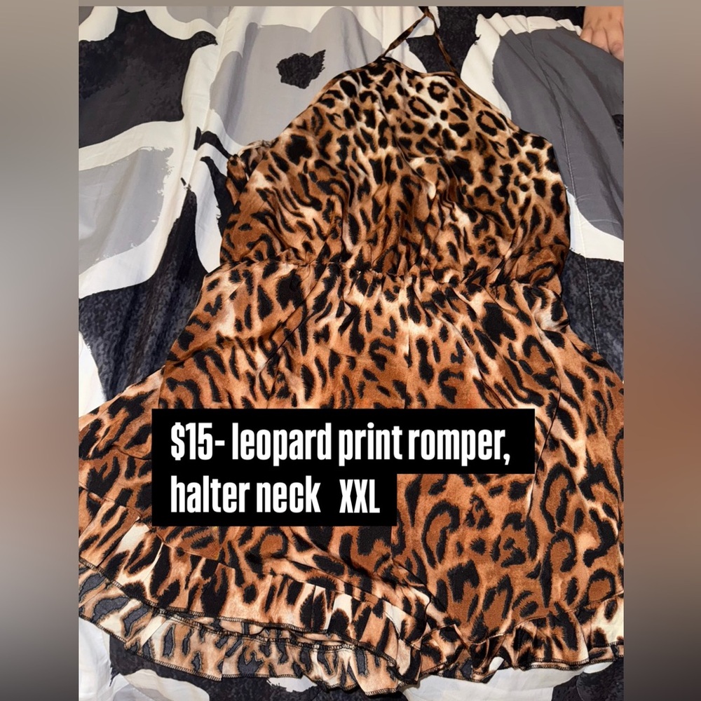 Leopard print romper, halter neck